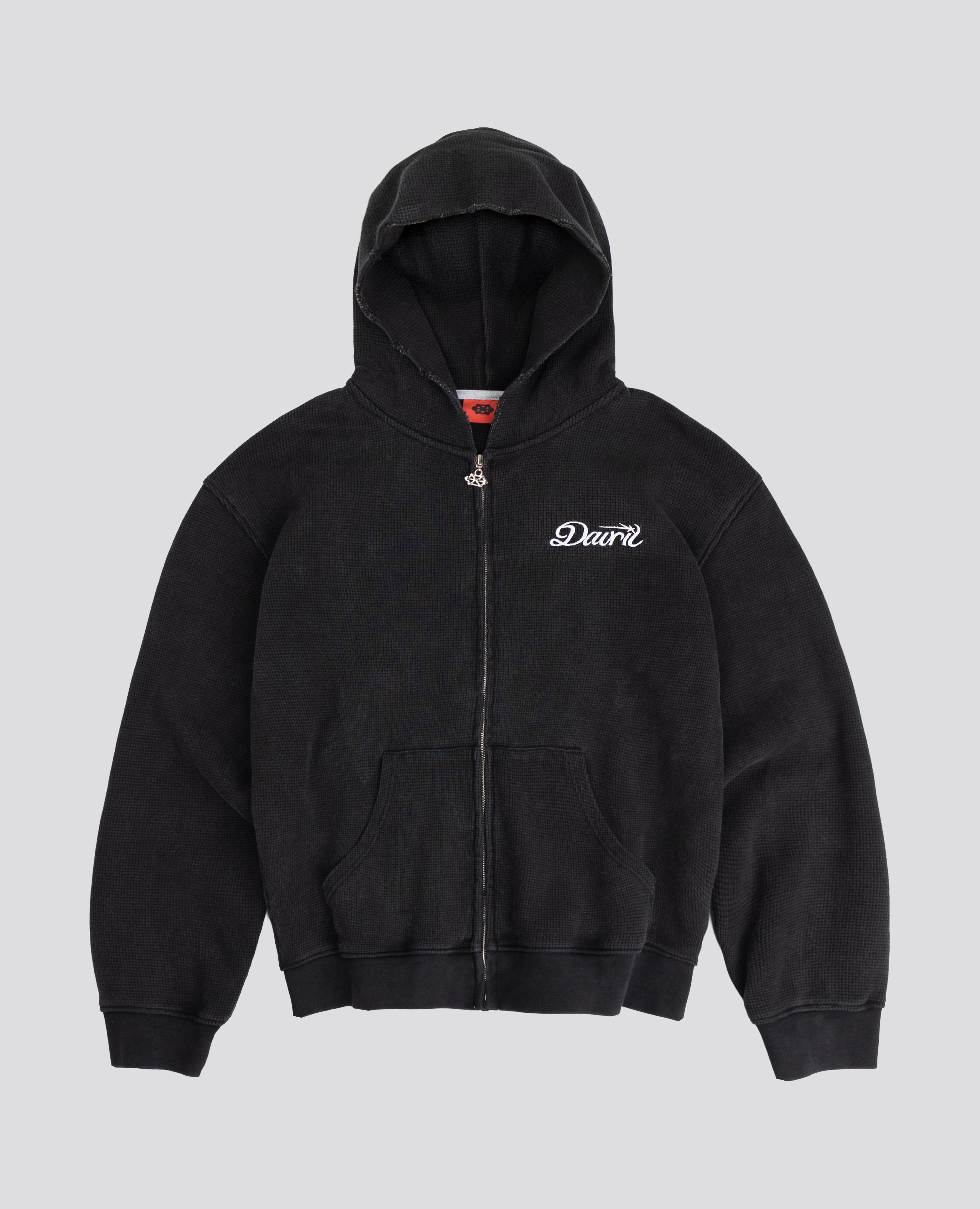 BLACK OPENING WAFFLE ZIP