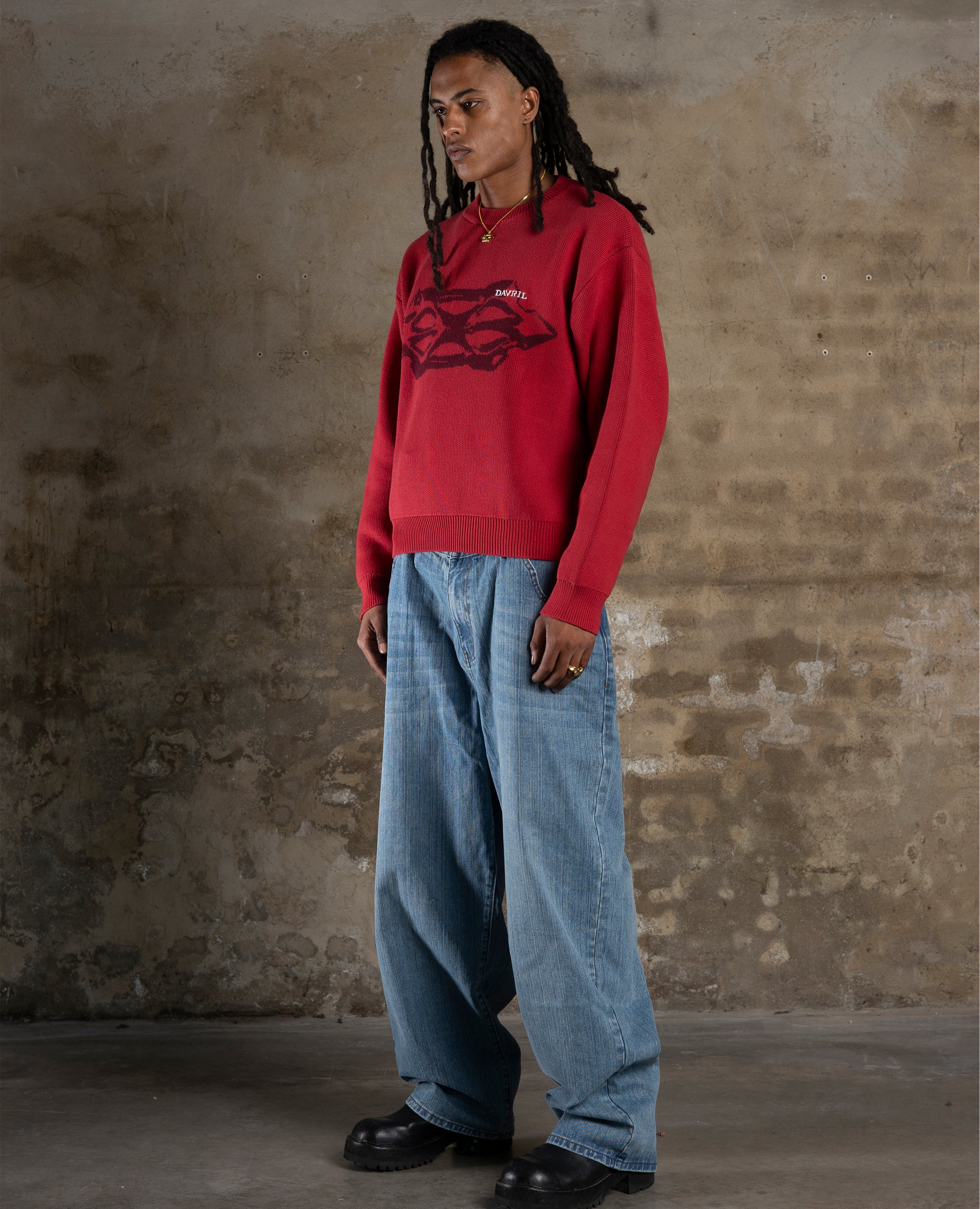 SOLAR-RED BRUTAL KNITWEAR