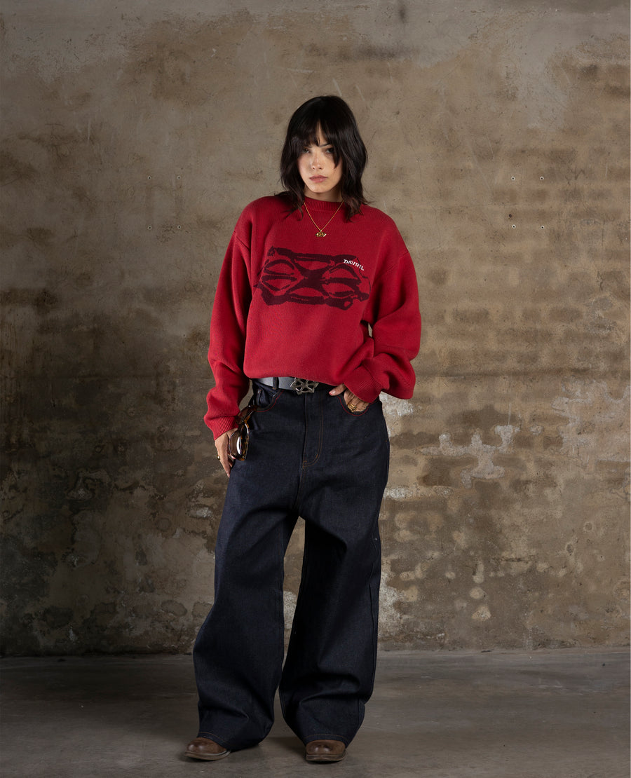 SOLAR-RED BRUTAL KNITWEAR