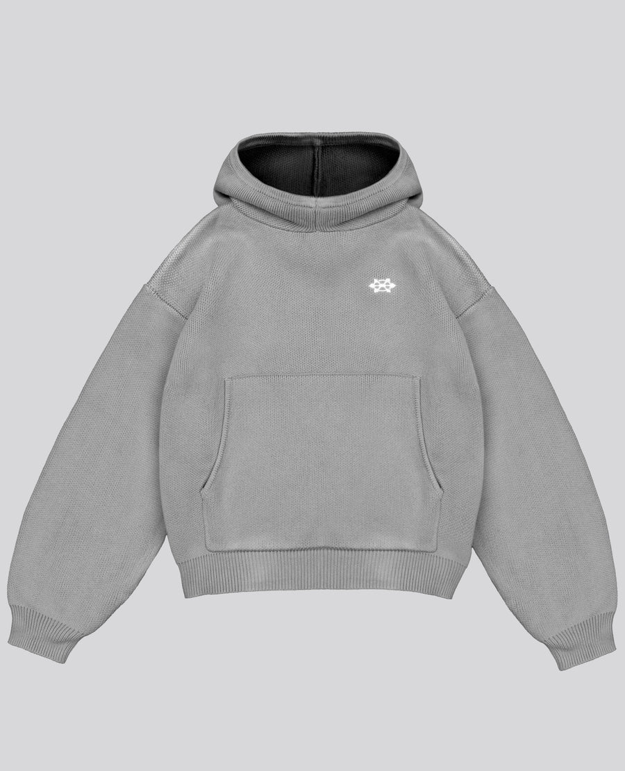 GREY HOODED KNIT